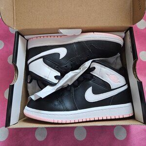 Authentic Jordan 1 MID KIDS Pink/White/Black